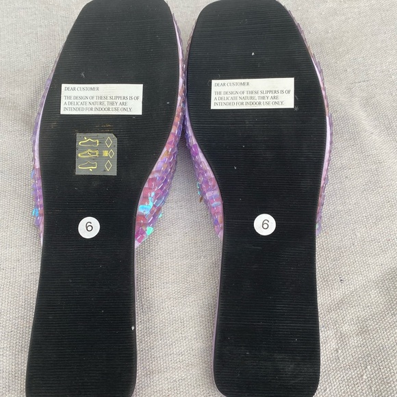 Purple Sequin Sparkle Iridescent y2k 2000s Aldo Slide Slippers Size 6 - Picture 6 of 6